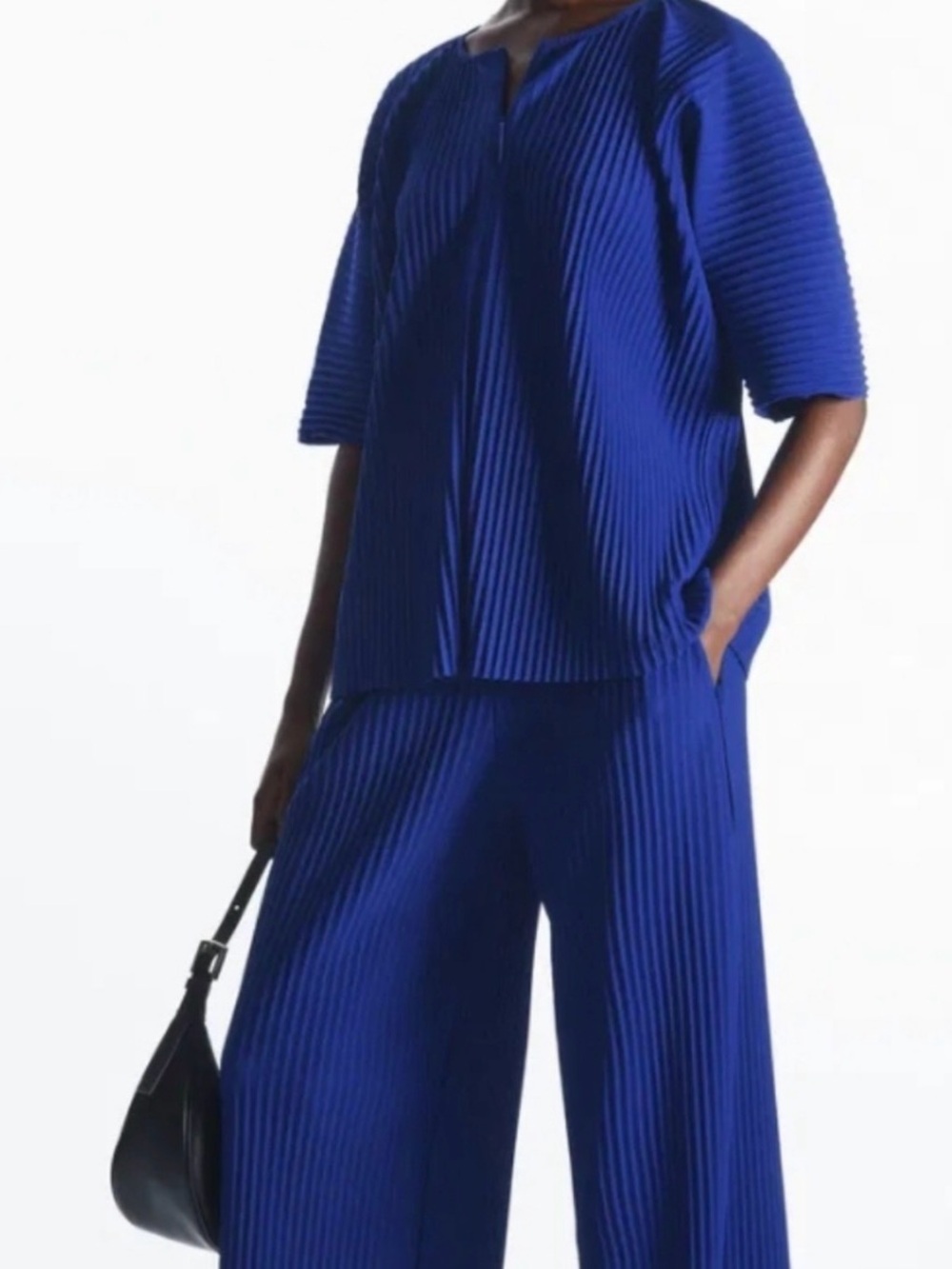 COS BLUE (2 PIECE SET) CASUAL TOP & WIDE LEG BOTTOMS SIZE LRG, EXT LRG